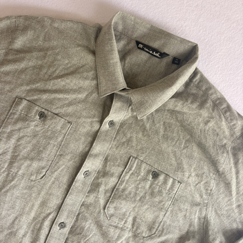 Travis Mathew Cloud Flannel Button Up Shirt XXL Long Sleeve Grey Cotton Mens